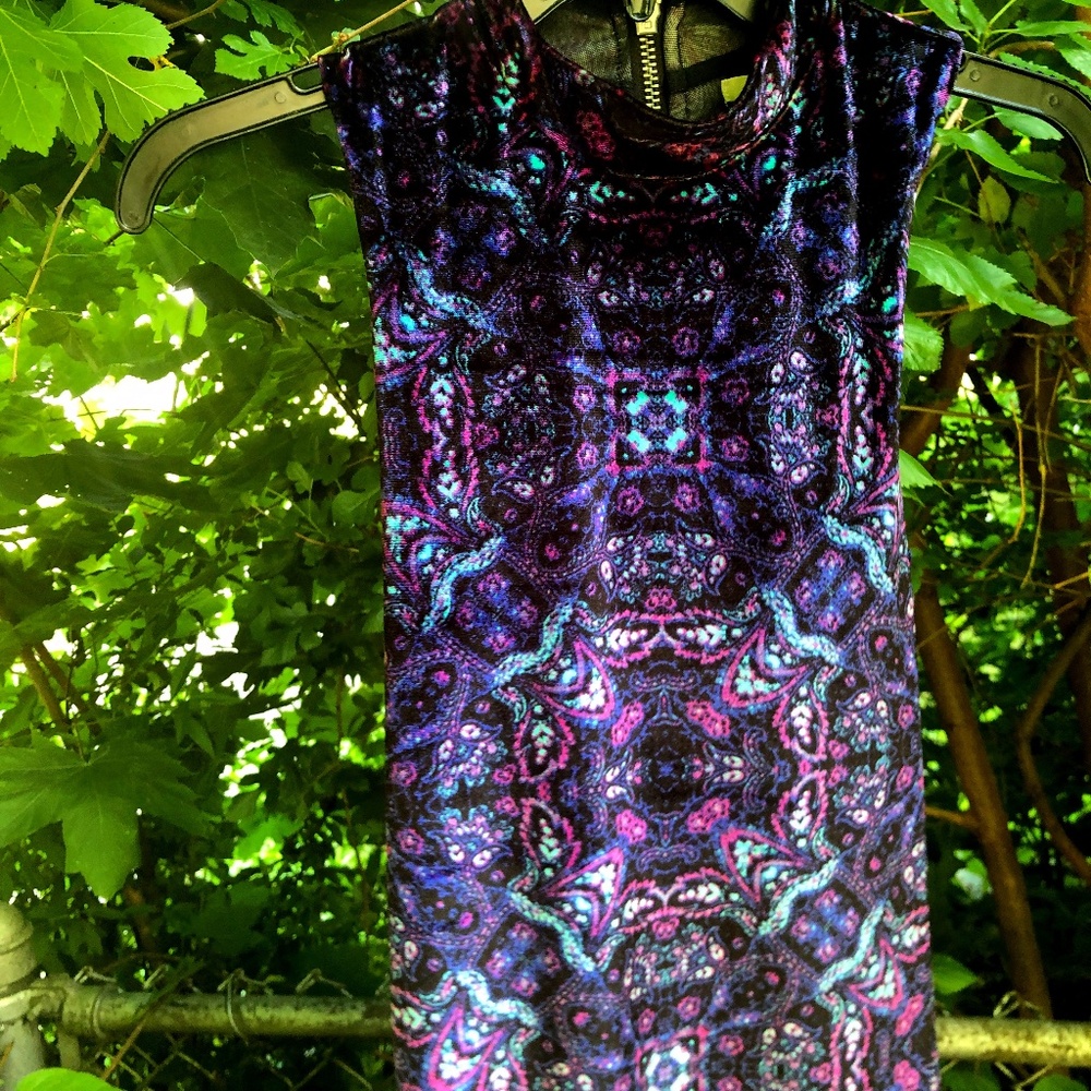 Majestic mystical velvet purple jewel tone psychedelic kaleidoscope chakra dress